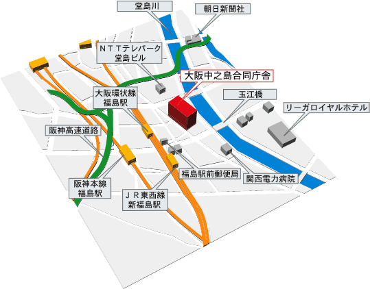 大阪中之島合同庁舎地図