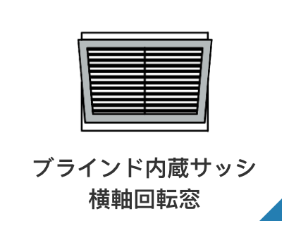 ブラインド内蔵サッシ横軸回転窓