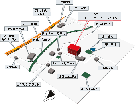 みちのくコカ・コーラボトリング（株）-地図
