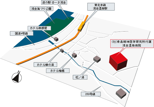 (社)青森精神医学研究所附属浅虫温泉病院-地図