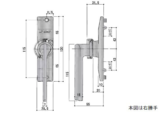 引違い窓 締りハンドル 締りハンドル CR1082RO 右勝手:生産終了(代替:CV1210) 左勝手:在庫限り(代替無し)