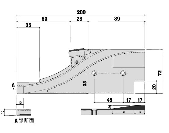 引違い窓 小窓・他 下枠ガイド HA2703SR 材質:亜鉛ダイキャスト