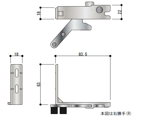 引違い窓 小窓・他 召合せ側　下部クランクガイド HB2070NR