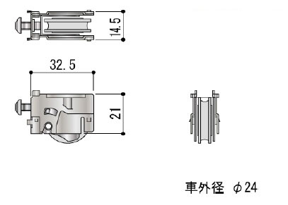 引違い窓 戸車 戸車（φ24） RA0510NN 車径：24mm