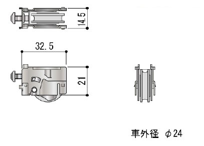 引違い窓 戸車 戸車(φ24) RA0510NN 車径:24mm