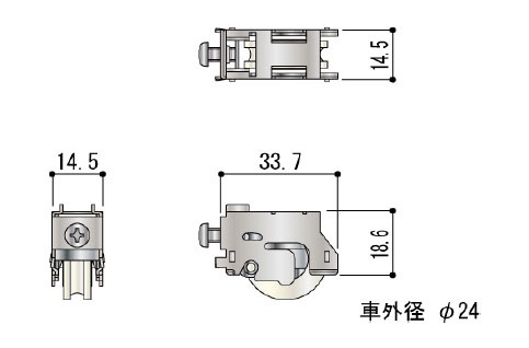 引違い窓 戸車 戸車（φ24） RA0590NN 車径：24mm