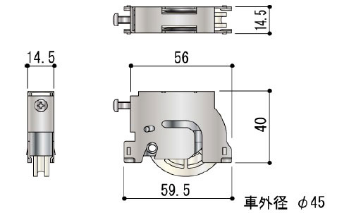 引違い窓 戸車 戸車(φ45) RA0612NN 車径:45mm