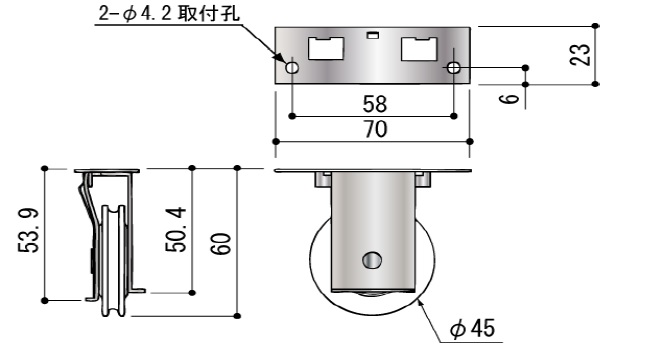 片引き窓 戸車 下車 RO0500NO